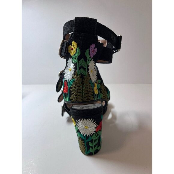 Laurence Dacade Dana Floral Embroidered Linen Sandal Block Heel 36 - Picture 8 of 11